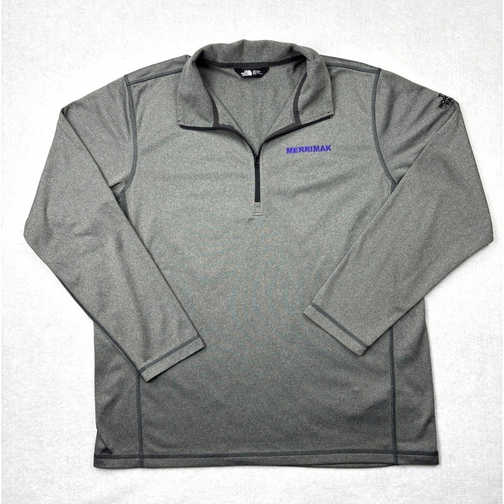 The North Face Quarter Zip‎ Mens XL Gray Merrimak Embroidered Pullover Shirt